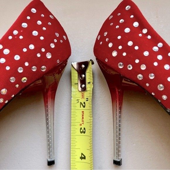 Roberto Botticelli Red Velvet & Rhinestone Heels Zebra Print EU 38 US 7.5 - 8 - Picture 11 of 15